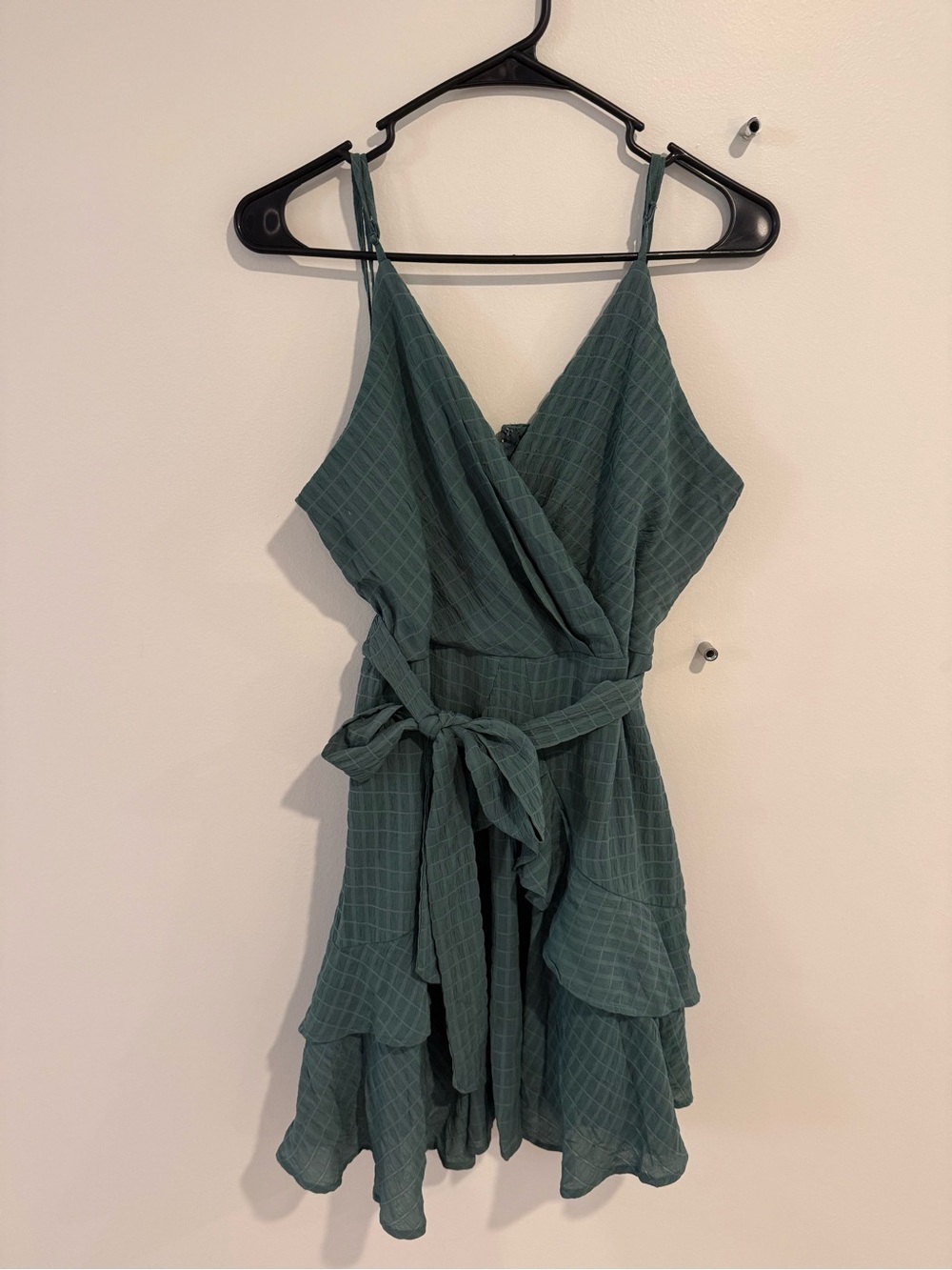Trixxi Green Textured Wrap Mini Dress